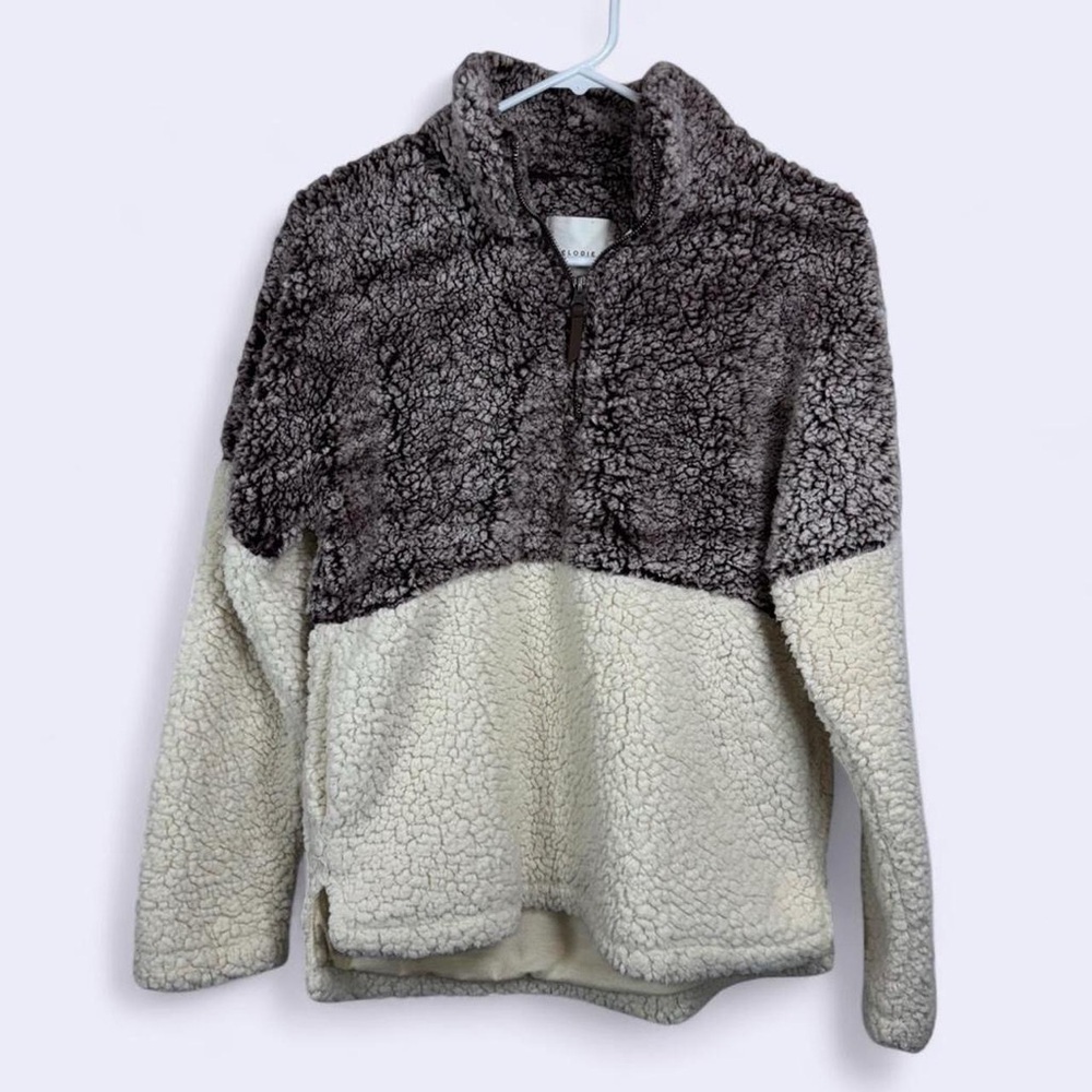 Elodie Colorblock Sherpa Half-Zip Pullover | Medium